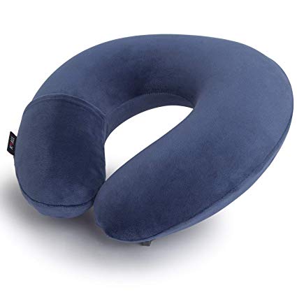 Kmall Neck Pillow,Soft Inflatable Travel Neck Pillow for Airplanes Travel Cervical Neck Support Pillow Comfortable Cover -Machine Washable Deep Blue