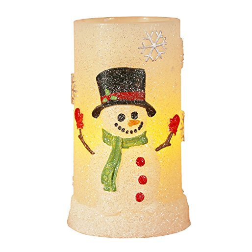 Snowman Flameless LED Candles with Timer, Battery Operated Candles for Christmas Decorations and Gift
