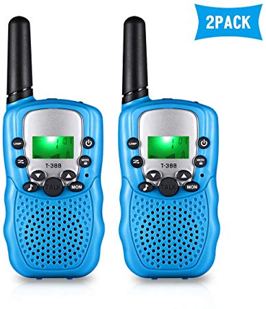 HOCOMO Walkie Talkies for Kids 2 Pack Gift for Girls/Boys 22 Channels Two Way Radio 2 Miles Range Flashlight LCD Walkie Talkies for Outdoor Adventures, Camping, Hiking Blue