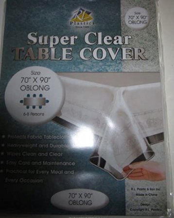 Naturally Home RL Plastics "Clear as Glass" Super Heavy High Quality Plastic Tablecloth, 70 by 90-Inch, Clear