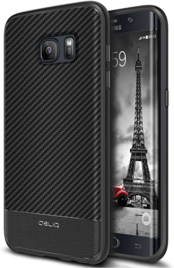 Galaxy S7 Edge Case, OBLIQ [Flex Pro][Carbon] Premium PU Leather Slim Fit Form Fitting Heavy Duty Protective Cover for Galaxy S7 Edge(2016)