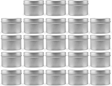 Cornucopia 2oz Metal Tins/Candle Tins (24-Pack); Tiny Round Metal Containers with Slip-On Lids for Party Favors, Candle Making, Spices & Gifts