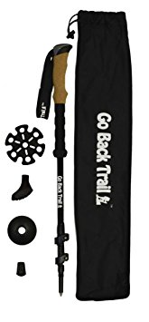 GoBackTrail ULTRALIGHT TREKKING POLES – Single or Pair of Collapsible Hiking Staff/Stick – 100% Carbon Fiber Shaft – Cork Grip- Cam Lock - For Snow Sand Dirt and Rock Trails Camping Walking Outdoors