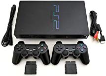 Sony PS2 Game System Gaming Console with 2 WIRELESS CONTROLLERS PLAYSTATION-2 Black (Renewed)