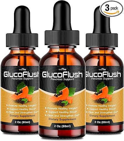 Glucoflush Liquid Drops, Glucoflush Healthy Blood Formula Support Supplement, Glucoflush Drops Supplement Advanced Formula for Maximum Strength, Glucoflush Support Drops Reviews (3 Pack)