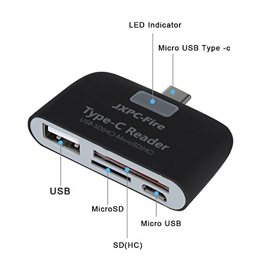 USB Type C Adapter,beegod USB OTG Hub Adapter,Micro SD/SDHC TF Card Adapter,USB 2.0 Charging Port [4-in-1}