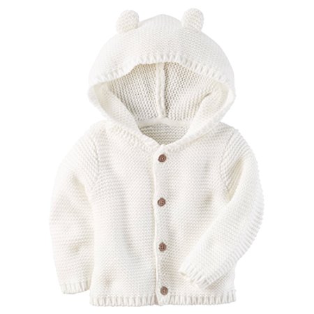 Carter's Baby Textured Bear Hoodie Ivory 3 Months