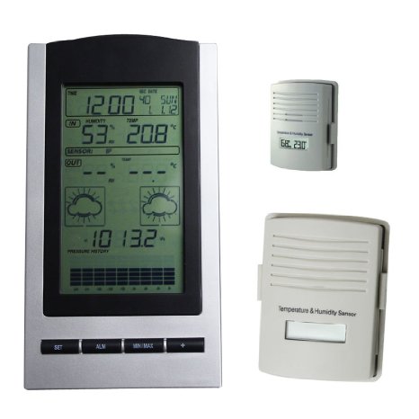 Blackshark Wireless Indoor & Outdoor Digital Weather Station Clock- Monitors Temperature, Dew Point, Barometer and Humidity With a built-in Weather Forecast Tendency Indicator