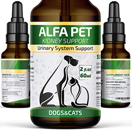Alfa Pet Kidney Support for Dogs and Cats🐶Urinary System Support for Pets🐱Natural Homeopathic UTI Treatment🐶Helps with Frequent Urination, Improves Renal and Urinary Tract Health🐱