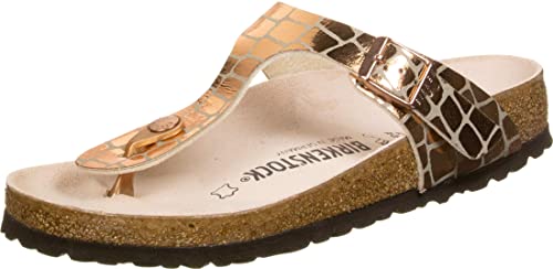 Birkenstock Women's Tongs Gizeh Microfibre Gator Gleam Copper Sandal