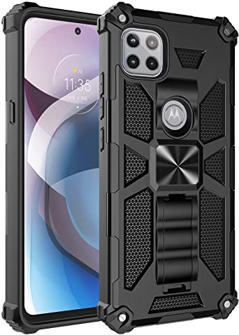 anccer Armor Series for Moto One 5G ACE Case,Moto G 5G Case with Kickstand Anti Shock Dual Layer Anti Fingerprint Protective Cover‘s High-Grade PC Material Military-Grade Protective Cover (Black)