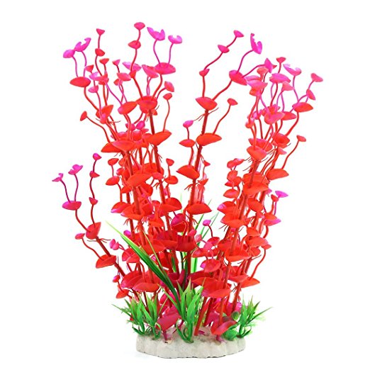 Jardin Manmade Plastic Plant for Fish Tank, 14.2-Inch Height, Red/Green