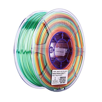 eSUN Silk PLA 3D Printer Filament, Dimensional Accuracy  /- 0.03 mm, 1 kg Spool, 1.75 mm, Rainbow