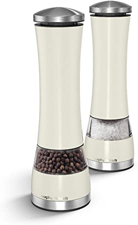 Morphy Richards Accents Electronic Salt and Pepper Mill Set, Stainless Steel, Cream
