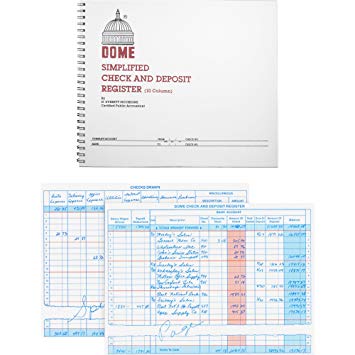 Dome 210 Check/Deposit Register 50 Pages 10-1/4"x8-1/2 Gray