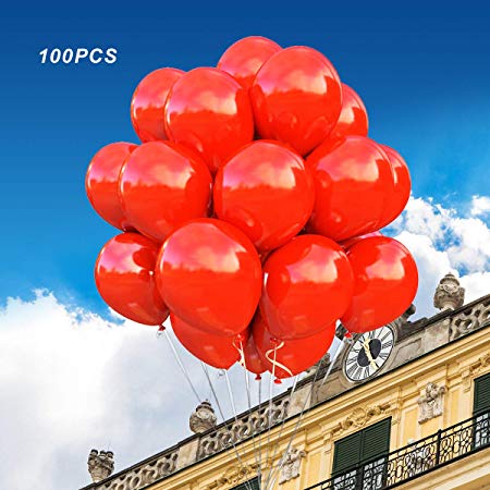 (100 Pack)12 Inch Thicken Round Latex Balloons -red Balloons, Creative Balloons for Party Supplies and Decorations, Birthday Balloon Arch Supplies Events Christmas Party. Loritada