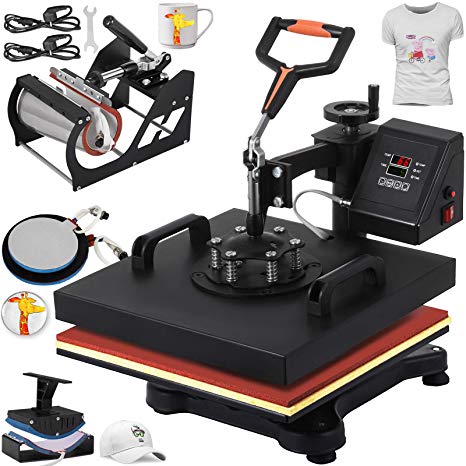 VEVOR Heat Press 12 X 15 Inch Heat Press Machine 5 in 1 Digital Multifunctional Sublimation Swing Away Heat Press Machine for T Shirts Hat Mug Cap Plate(Gift T-Shirts and Stickers)