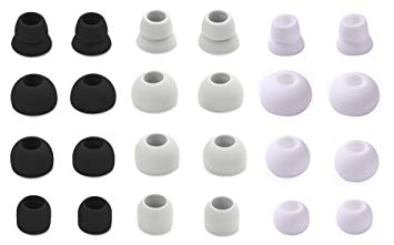 12 Pair (24 Piece) Replacement Earpads Eartips Earbuds Eargels for Powerbeats3 Wireless Earphone, SML 3 Sizes 9 Pair Earbud Tips & 3 Pair Double Flange Tips (Black, Gray & White)