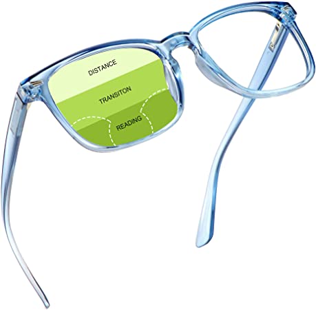 Presbyopic Progressive Multifocal Reading Glasses, Blue Light Blocking Glasses, with Clear Lenses for Women and Men