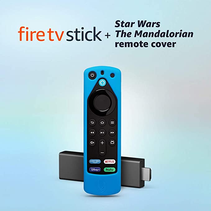 Fire TV Stick (3rd Gen) with Alexa Voice Remote (includes TV controls)   Star Wars The Mandalorian remote cover (Bounty Blue)