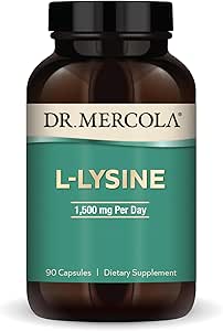 Dr. Mercola L-Lysine, 30 Servings (90 Capsules), 1,500 mg Per Day, Dietary Supplement, Supports Immune and Metabolic Health, Non-GMO