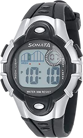 Sonata Super Fibre Digital Grey Dial Unisex Watch - 87012PP04