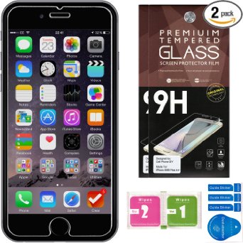 iPhone 6 Plus Screen Protector Set of 2 - 55 - Ballistic Tempered Glass - Maximum Impact Protection - 9999 Crystal Clear HD Glass - Cell Phone DIY Protectors Kit for Apple iPhone 6S Plus