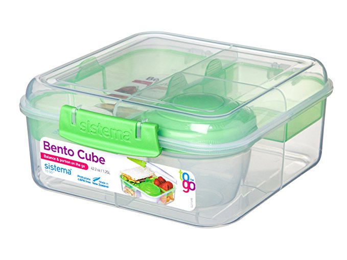 Sistema 21685ZS Go Collection Bento Box Clear, Small, Clear/Assorted Color Klips