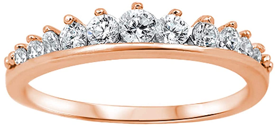 CloseoutWarehouse Cubic Zirconia Journey Tiara Ring Sterling Silver (Color Options, Sizes 3-15)