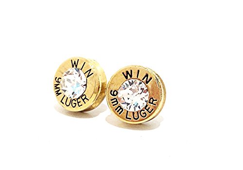 Bullet Jewelry Stud Earrings 9mm Luger Pierced Earring with Sterling Silver Gift for Her Gifts for Women
