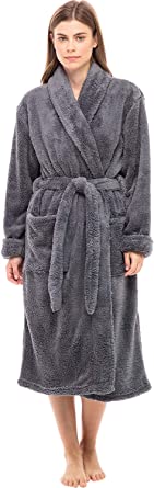 Alexander Del Rossa Women's Plush Fleece Winter Robe, Warm Long Hair Shaggy Bathrobe