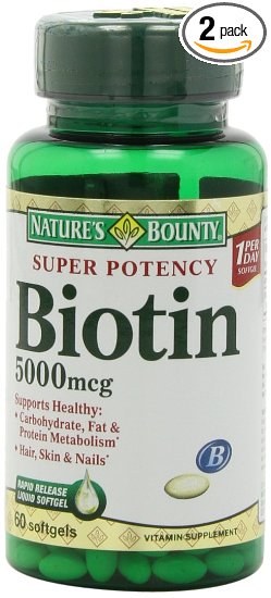 Natures Bounty Super Potency Biotin 5000mcg - 72 softgels Pack of 2