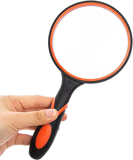 Magnifying Glass 10X Handheld Reading Magnifier with Cleaning Cloth-100MM 4INCHES Large Magnifying Lens with Non-Slip Soft Handle for Seniors Book Newspaper Reading and Kids Nature Hobby Exploration