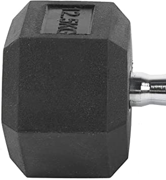 Exercise Hex Dumbbell, 12.5kg Rubber Hex Exercise Dumbbell Black Portable Hand Weights Dumbbell Home Gym Workout Fitness Equipment No Scrolling