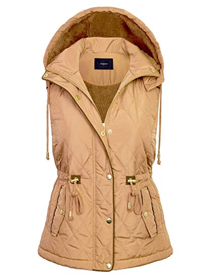 BOHENY Womens Quilted Lightweight Vest with Removable Hoodie ¡¦