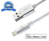 Apple MFI Certified Akiko Cable 2M 63FT SIX FEET w Aluminum Head Lightning 8-Pin to USB Charger and Data Sync Cable Made for iPhone 6 6 Plus 5S 5C iPad Mini Air iPod - Compatible w iOS 8 Lifetime Warranty - Retail Packaging-White