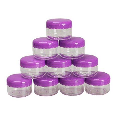 Pack of 10 Cosmetic Empty Jar Pot Eyeshadow Makeup Face Cream Container Purple