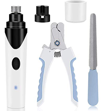 PUPWE Dog Nail Grinder,Electric Pet Nail Grinder Trimmer Grooming Tools for Small and Medium Dogs and Cats,Portable & Rechargeable Gentle and Painless Nail Clipper, Includes USB Wire