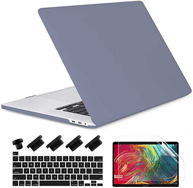 Dongke MacBook Pro 13 inch Case 2019 2018 2017 2016 Release A2159 A1989 A1706 A1708, Cream Color Series Matte Plastic Hard Shell Cover for MacBook Pro 13 with Touch Bar Retina Display Lavender Gray