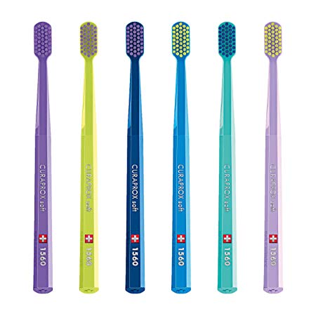 Curaprox Soft Toothbrush CS 1560, 6 Pack, Colors May Vary