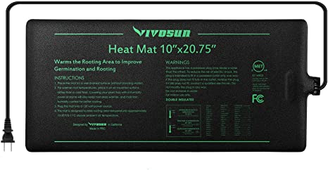 VIVOSUN Durable Waterproof Seedling Heat Mat Warm Hydroponic Heating Pad 10" x 20.75" MET Standard