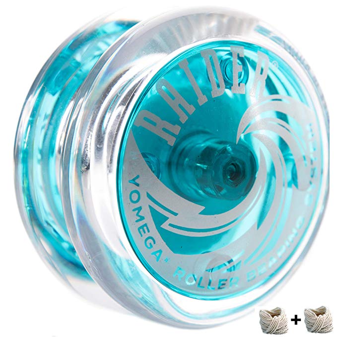 Yomega Raider - Professional Responsive Ball Bearing Yoyo, Great for Kids, Beginners and for Advanced String Yo-Yo Tricks and Looping Play.   Extra 2 Strings & 3 Month Warranty (Light Blue)
