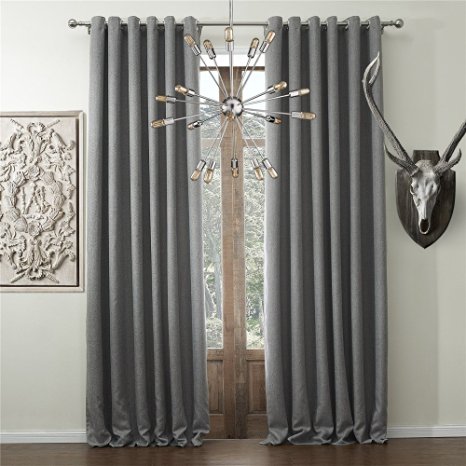 IYUEGO Solid Faux Linen Classic Room Darkening Grommet Top Curtain Draperies With Multi Size Custom 50" W x 102" L (One Panel)