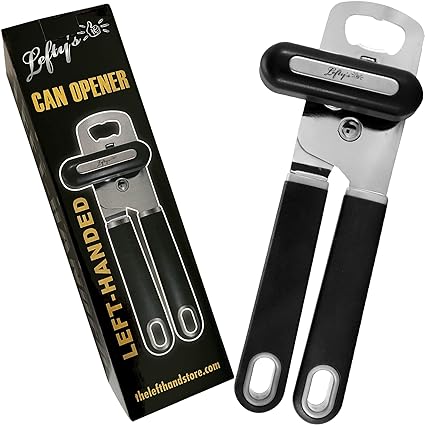 Lefty's The Left Hand Store Left Handed Can Opener - Premium Design Black Heavy duty Stainless Steel - Easy To Turn Sharp Blade - Smooth Edge - Great Gift for Left-Handed People, Adults, Men & Women
