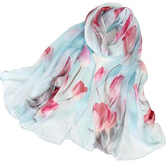 Silk Scarf Women Ladies 100% Silk Scarves Lightweight Anti-allergy High Quality Gift (A variety of styles)