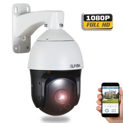 SUNBA 1080P HD, 20X Optical Zoom, Laser IR-Cut 350m, 4.7~94.0mm, 2.0 Megapixels, Night Vision, Outdoor Waterpoorf, 120°/s High Speed PTZ IP Network Security Dome Camera with ONVIF (601-D20X)
