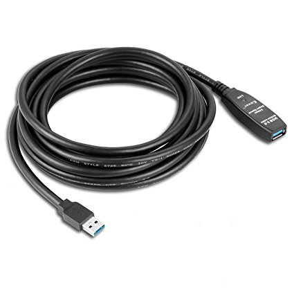 Eaxer 5 Meter (15 Foot) SuperSpeed USB 3.0 Active Extension Cable, Type A Male to Female Repeater Cord