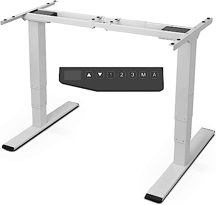 SANODESK E5 Standing Desk Dual Motor Frame, 3-Stage Lifting Column, Handset with 3 Preset and Sit-Stand Reminder - White Frame, Height Adjustable Desk for Home and Office