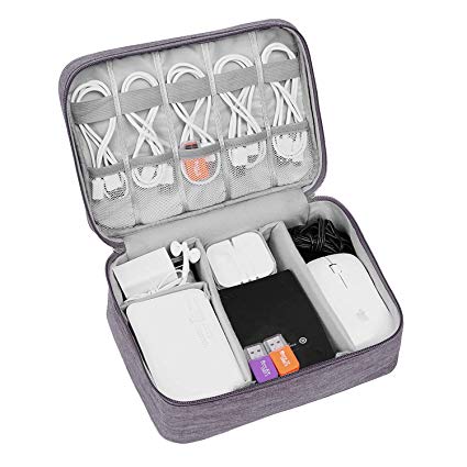 Electronics Organizer, Aproo Electronic Accessories Cable Organizer Bag Waterproof Travel Cable Storage Bag (Grey)