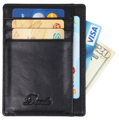 Dante RFID Blocking Front Pocket Leather Slim Wallet for Man with 7 Slots, Mini Slim Card Holder